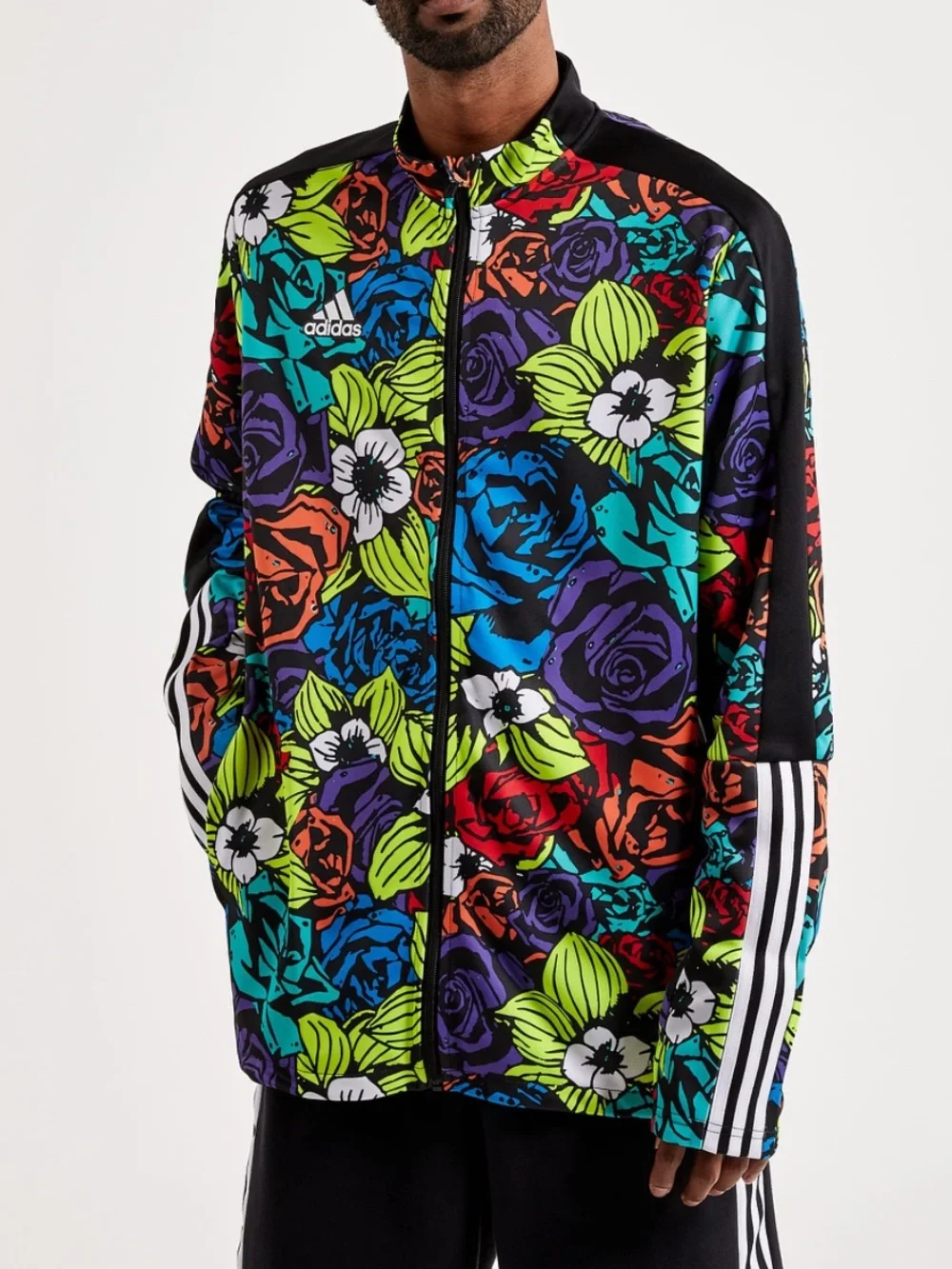 adidas Tiro Track Jacket Multocolor Floral Full Zipper Streetwear Gym Workout-S